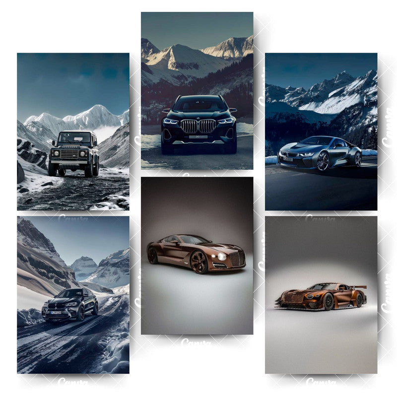 Car Poster Pack – 6 Designs That Reflect PrestigeHome & Office Room Décor-Glue Dots Included