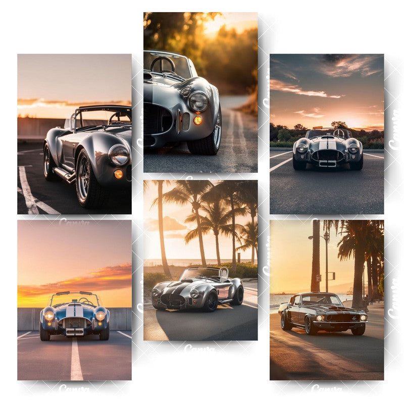 Pack of 6 Designer Car Posters – Built for Luxury DecorHome & Office Room Décor-Glue Dots Included