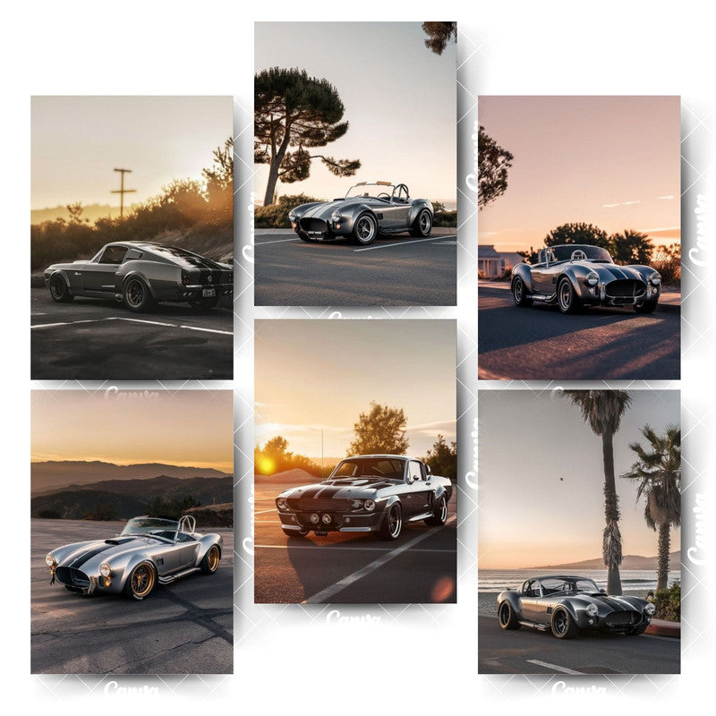 Pack of 6 Car Posters – Make Your Room Look Next LevelHome & Office Room Décor-Glue Dots Included
