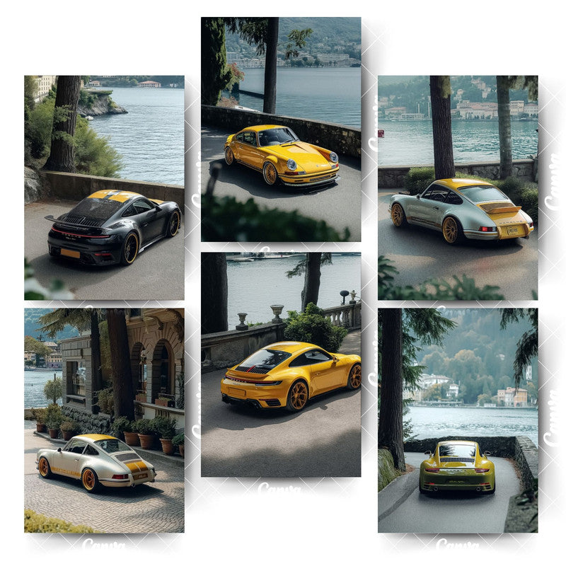 A4 Car Poster Set – 6 Stylish Designs for Wall DecorationHome & Office Room Décor-Glue Dots Included