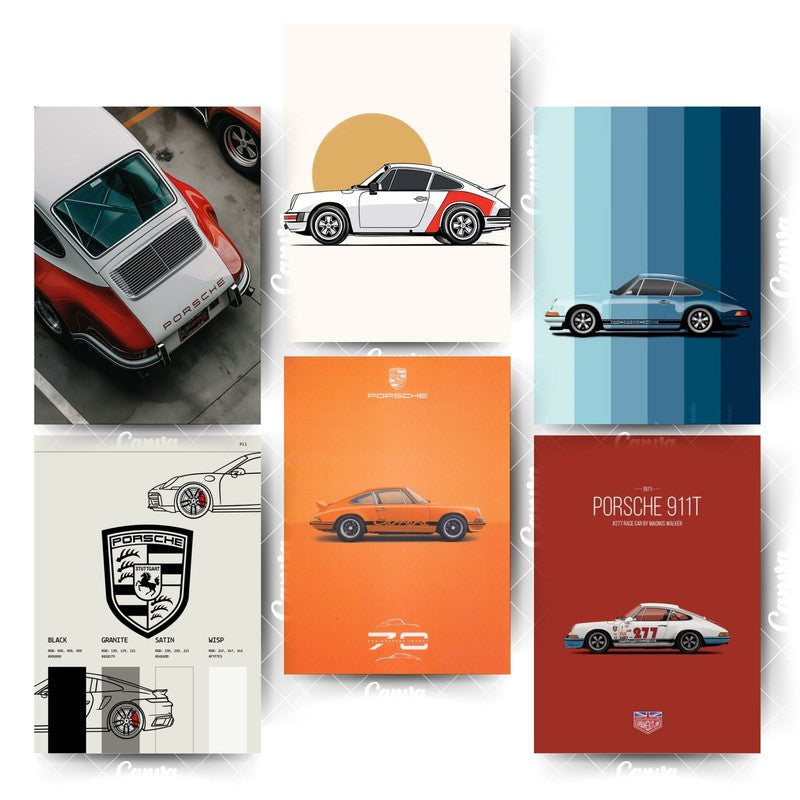 Pack of 6 Car Posters – Turn Your Room into a VibeHome & Office Room Décor-Glue Dots Included
