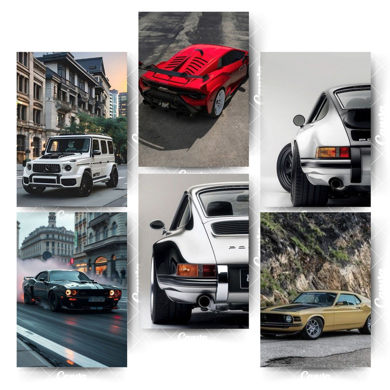 Car Poster Collection – 6 Prints That Upgrade Any SpaceHome & Office Room Décor-Glue Dots Included