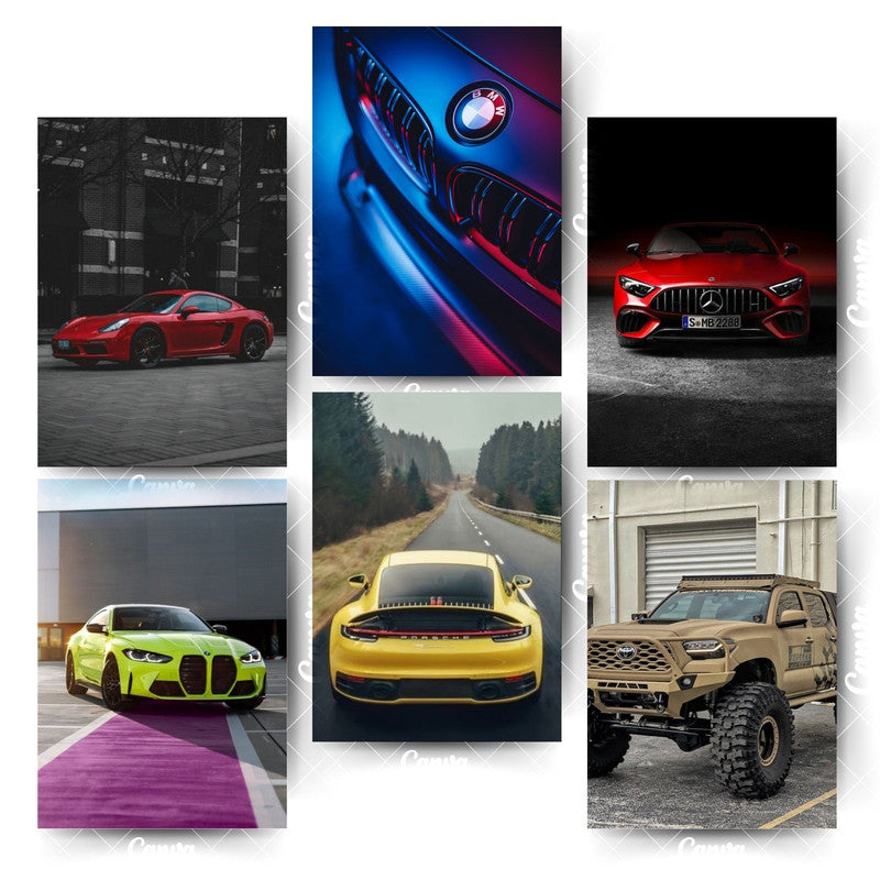 Luxury Car Poster Set – 6 Designs That Define EleganceHome & Office Room Décor-Glue Dots Included