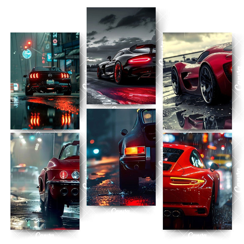 Car Poster Collection – 6 Prints That Define PowerHome & Office Room Décor-Glue Dots Included