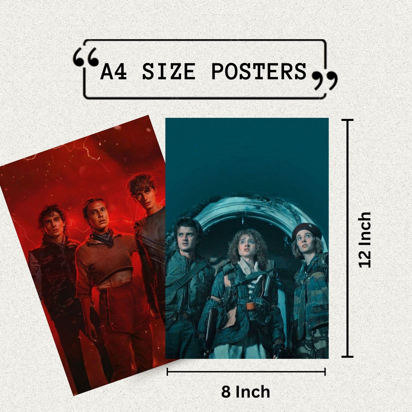 Aonami Stranger Things Series Poster Pack A4 Pack of 6 Posters 300 GSM Matte Paper Glue Dots Included Stranger Things Room Poster Collection For Bedroom Study Room Office Wall Decor Netflix Art
