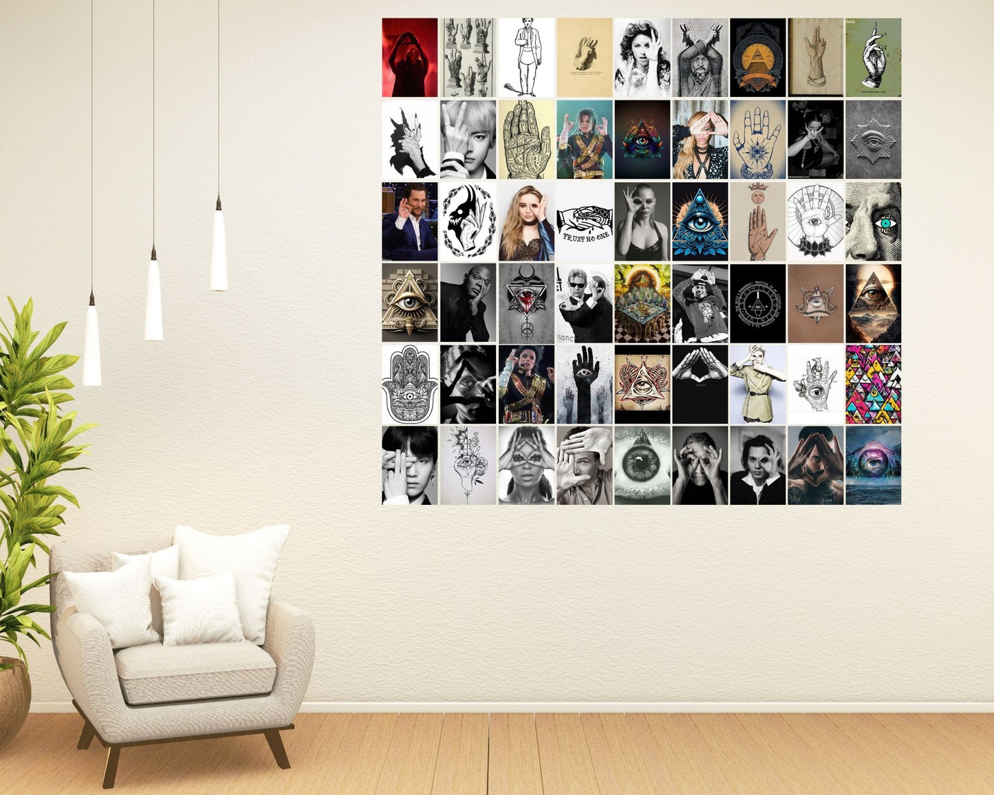 Posters Inc Pack of 54 Illuminati Posters, Home Decor Items For Living Room, Aesthetic Wall Stickers For Bedroom And Gym, Gifts For Women And Friends, 4x6 Inches Size Collage Art Kit, 300 GSM
