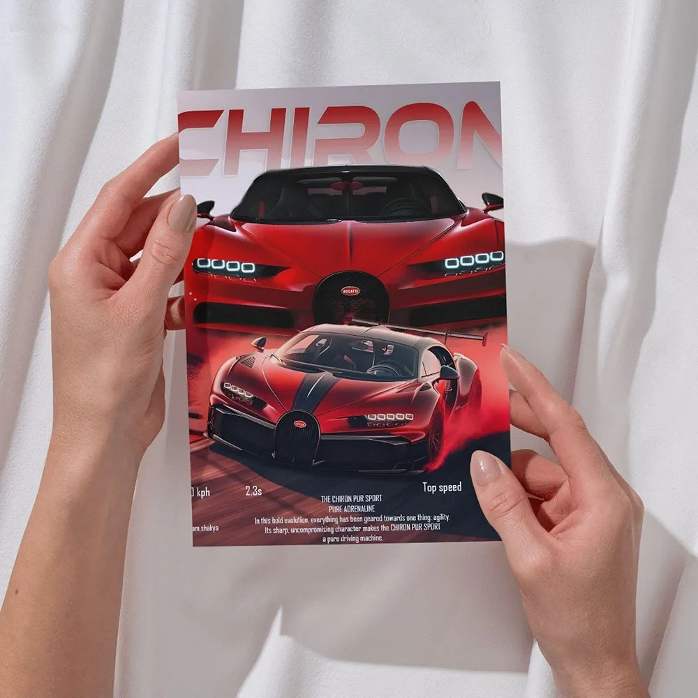 Posters Inc A4 Super Cars Poster Pack of 6 - Room Decor Aesthetic Stuff, Wall Stickers For Home Decoration of Living Room, Bedroom & Office For Motor Sport Enthusiasts - With Glue Dots