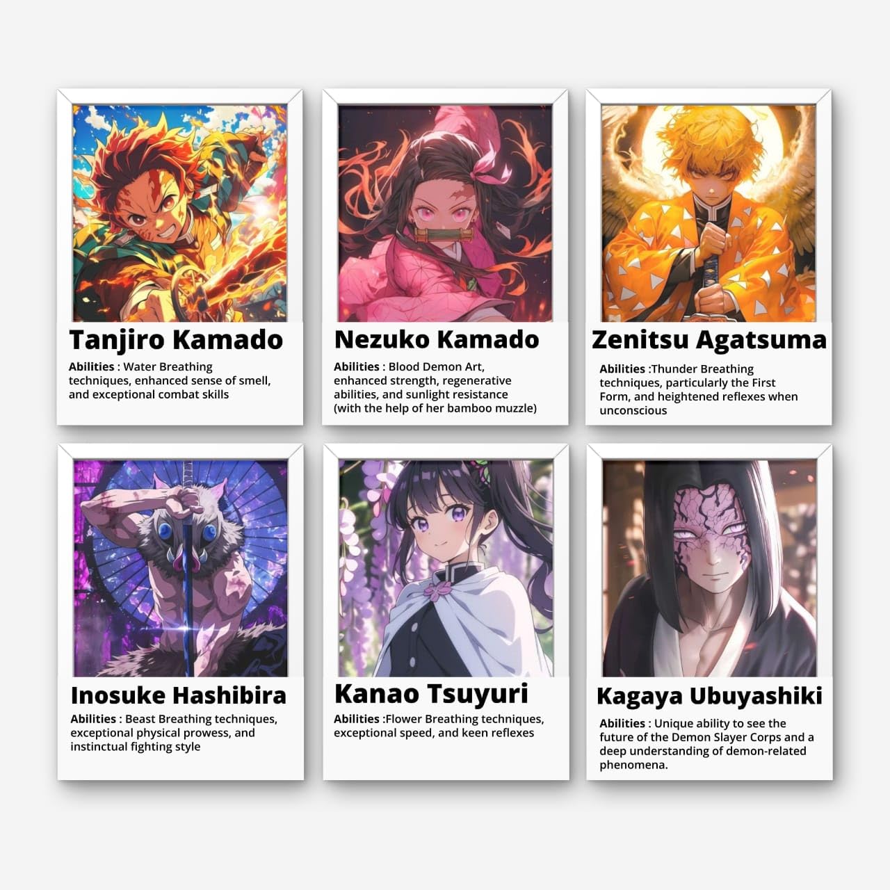 Posters Inc Demon Slayer Posters, Anime Merchandise Wall Decoration Items for Living Room, Aesthetic Home Decor Item, Birthday Gifts for Men, Boyfriend, 300 GSM Print, Set of 6 A4 Size Paper, Gluedots Included