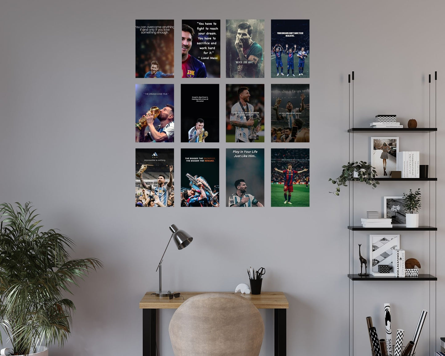 Posters Inc Messi Posters for Room Decor, Aesthetic Posters, Set of 12, 8x12 inch, Motivational Quotes, Matte Paper, 300 GSM, Birthday Gifts for Men/Boy
