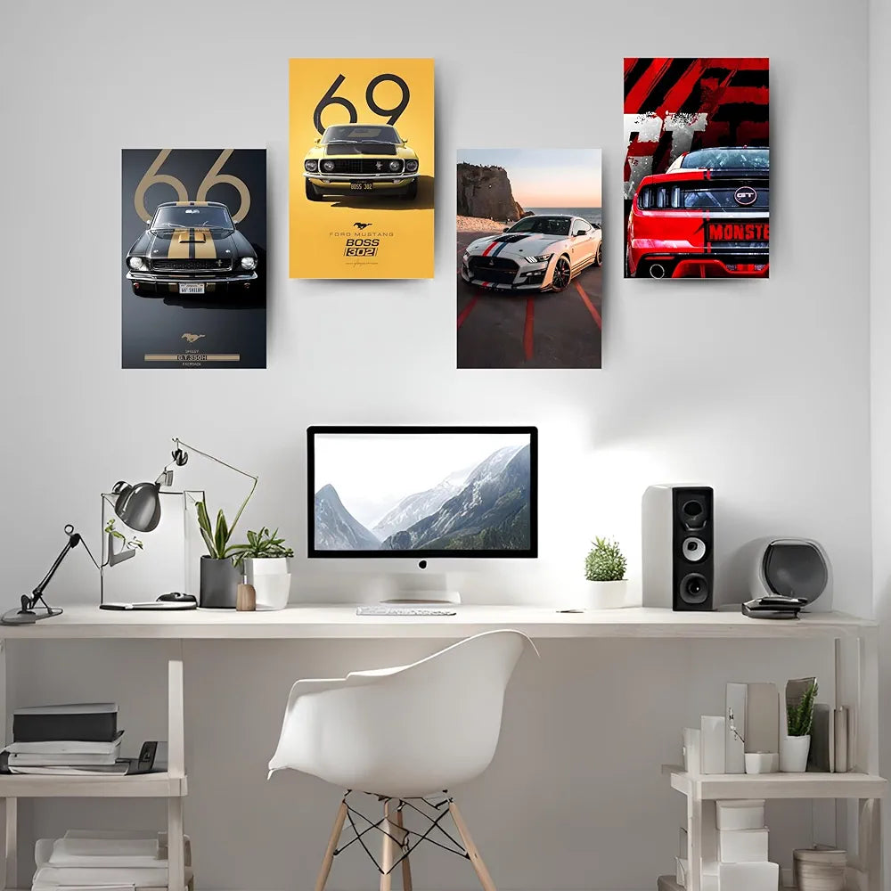 Posters Inc A4 Super Cars Poster Pack of 6 - Room Decor Aesthetic Stuff, Wall Stickers For Home Decoration of Living Room, Bedroom & Office For Motor Sport Enthusiasts - With Glue Dots
