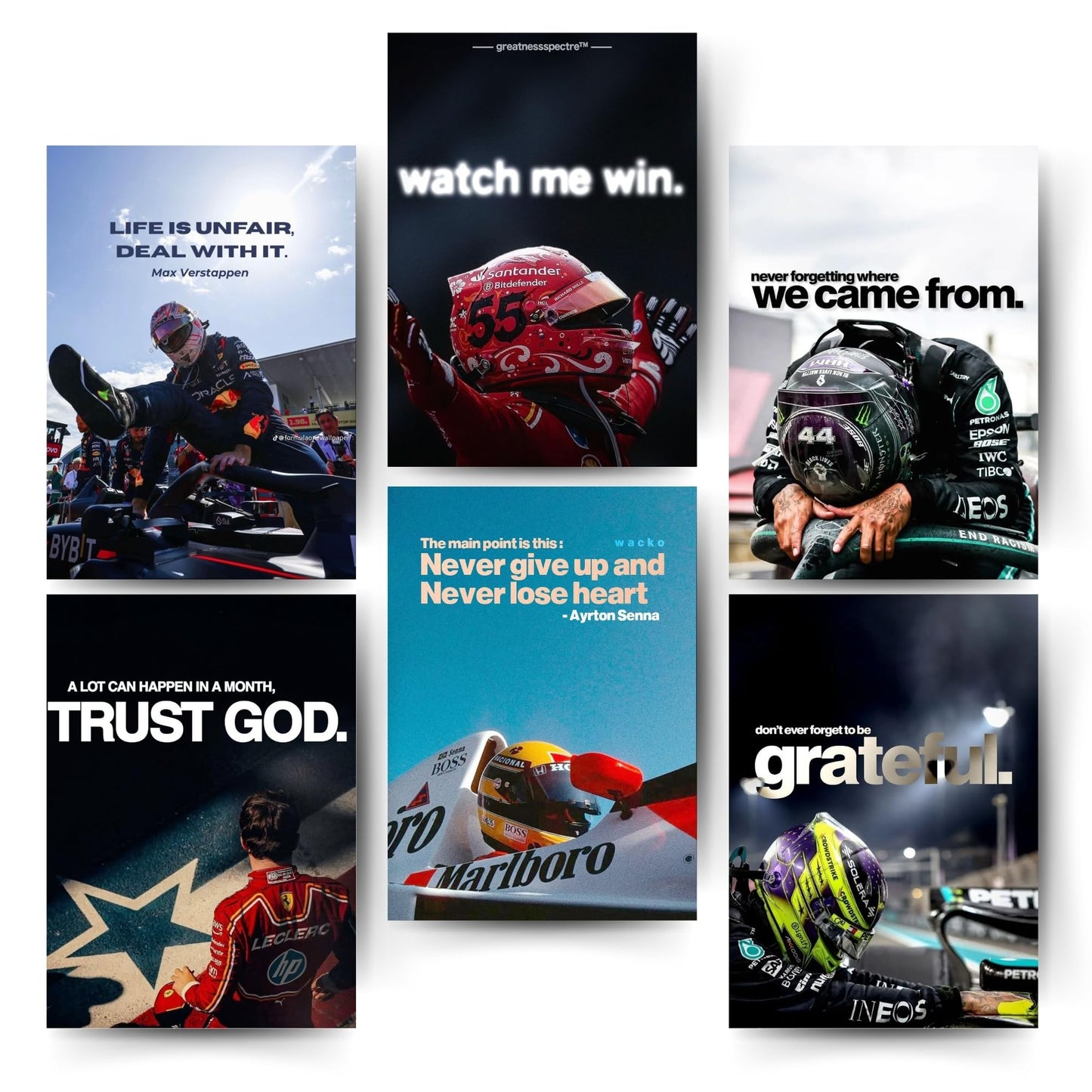 Posters Inc A4 Posters For Wall F1 Racing Design Poster Set Of 6 With Glue Dots Included Printed On 300 Gsm Matte Paper For Room Decor Study Office Setup