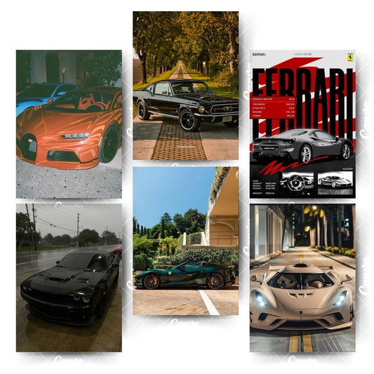 A4 Car Poster Pack – 6 High-Class Designs for Modern SpacesHome & Office Room Décor-Glue Dots Included