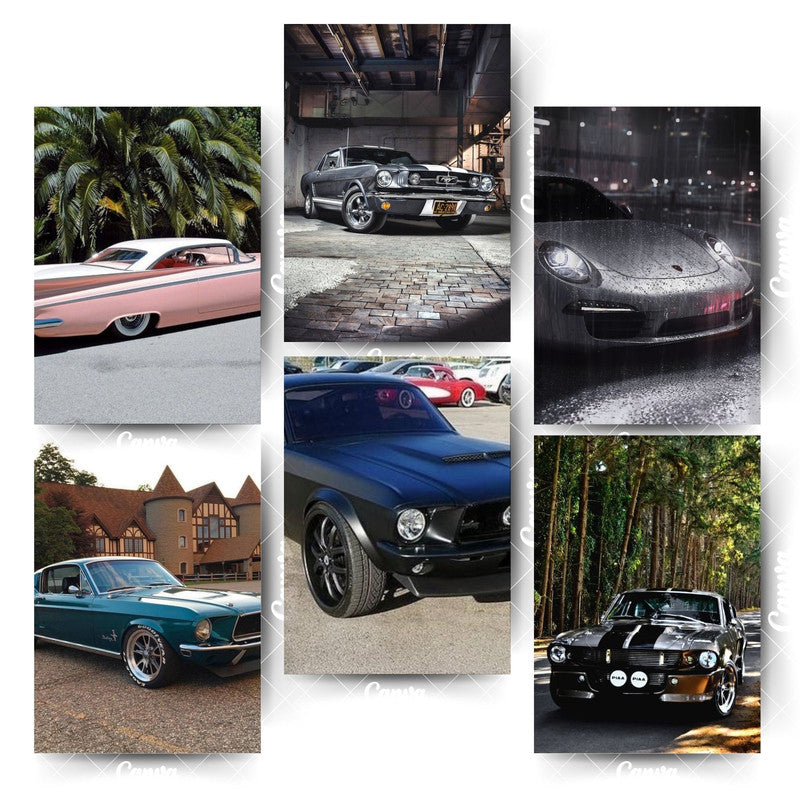 Car Posters Set of 6 – Power, Elegance & Legacy in Every PrintHome & Office Room Décor-Glue Dots Included