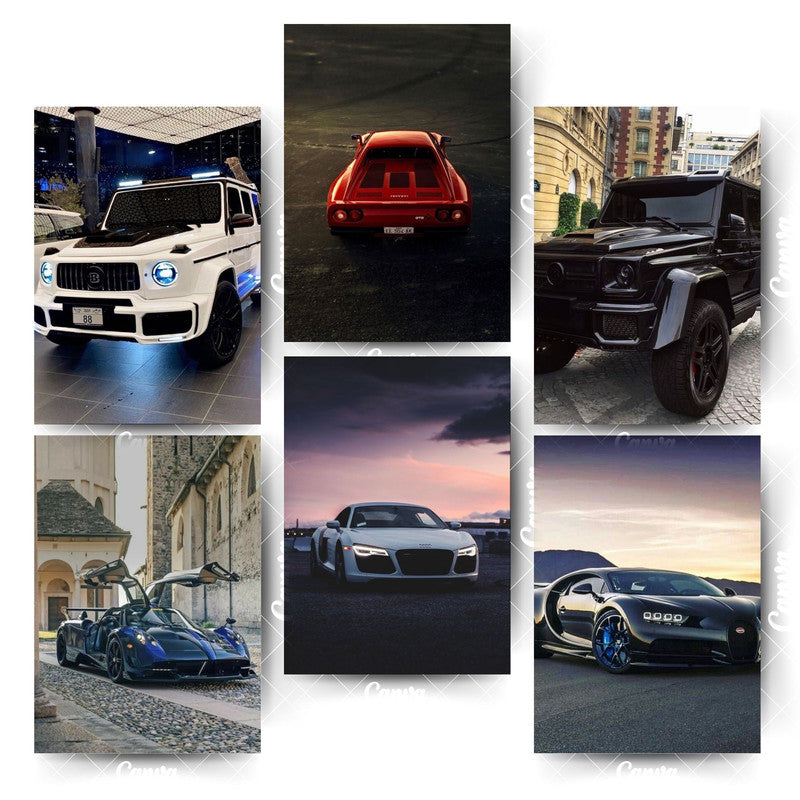 Pack of 6 Car Posters – Built to Impress, Designed to Stand OutHome & Office Room Décor-Glue Dots Included