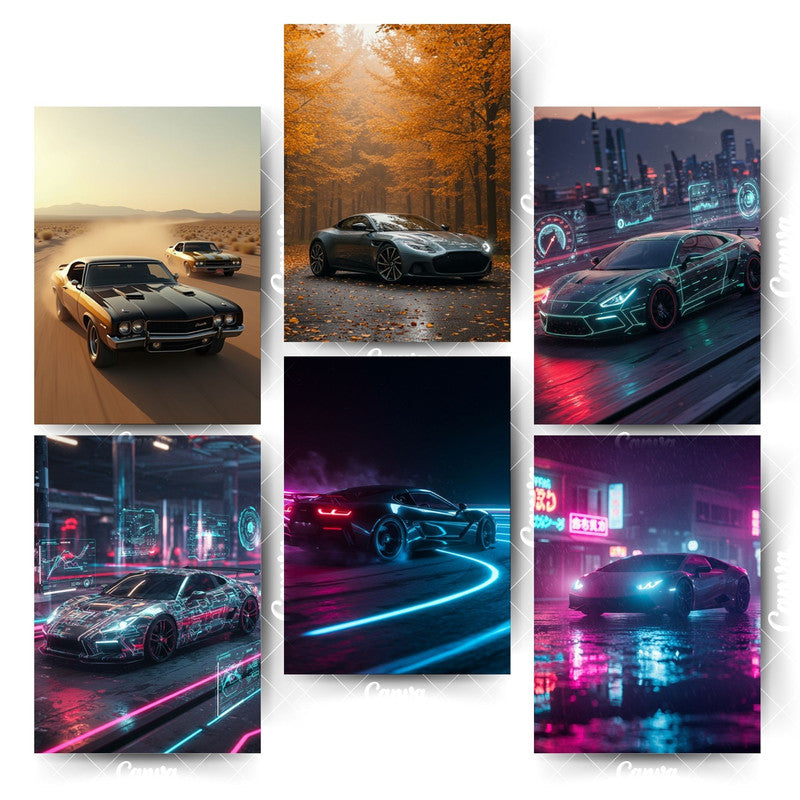 Car Posters Pack – 6 Designs That Demand AttentionHome & Office Room Décor-Glue Dots Included
