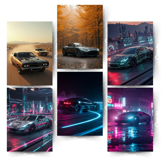 Car Posters Pack – 6 Designs That Demand AttentionHome & Office Room Décor-Glue Dots Included