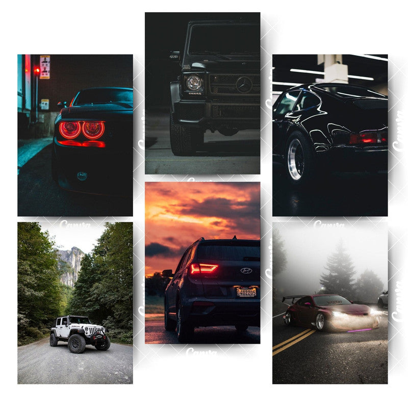 Car Poster Pack – 6 Designs That Fit Your VibeHome & Office Room Décor-Glue Dots Included