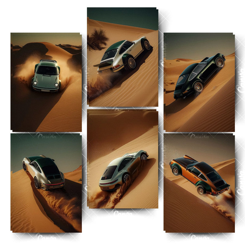 Aesthetic Car Poster Set – 6 Designs for Insta-Worthy WallsHome & Office Room Décor-Glue Dots Included