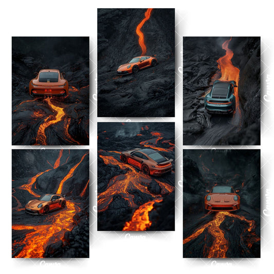 Car Posters Pack – 6 High-Impact Designs for Bold Room DecorHome & Office Room Décor-Glue Dots Included