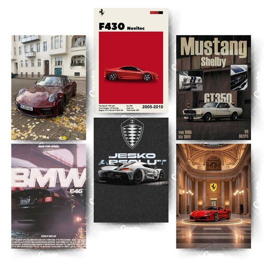 Pack of 6 Supercar Posters – Fast, Furious & FearlessHome & Office Room Décor-Glue Dots Included