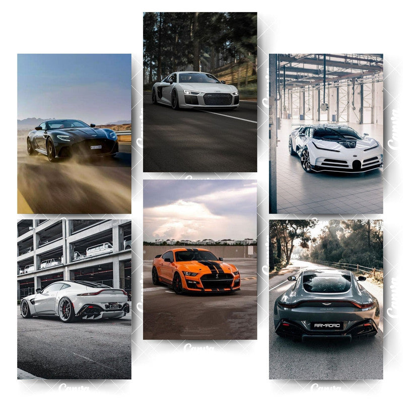 High-End Car Poster Set – 6 Prints That Reflect Power & PrestigeHome & Office Room Décor-Glue Dots Included
