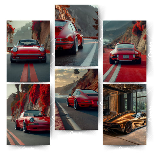 Car Poster Pack – 6 Designs for a Fresh Interior LookHome & Office Room Décor-Glue Dots Included