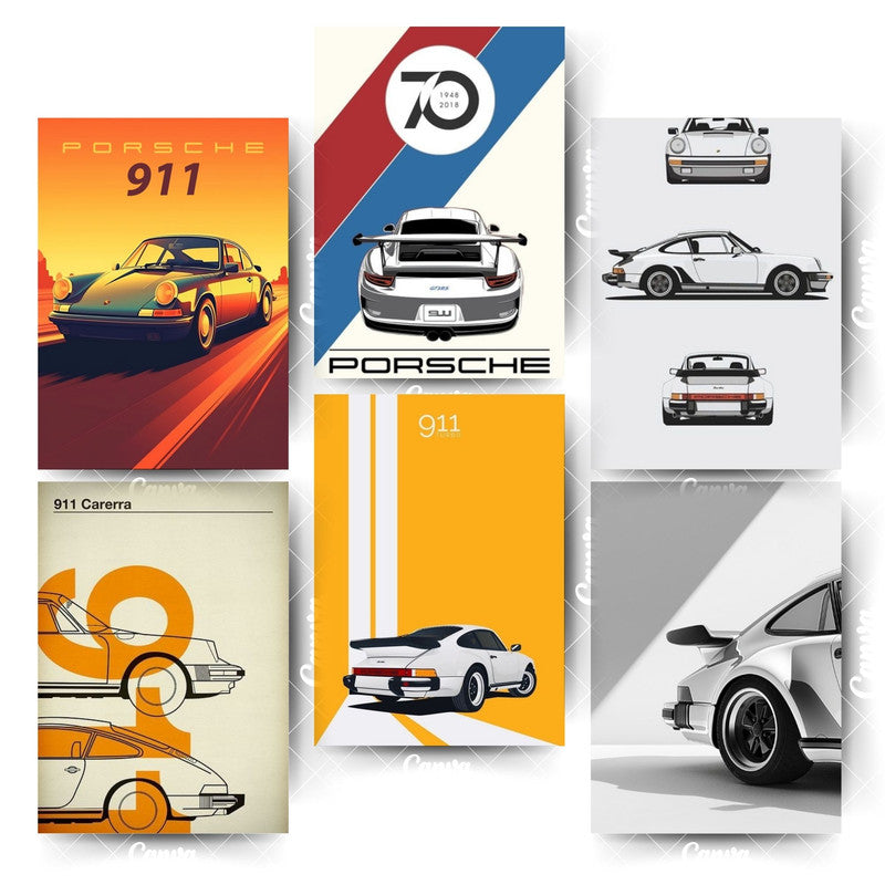 Car Poster Set – 6 Designs That Match Your EnergyHome & Office Room Décor-Glue Dots Included