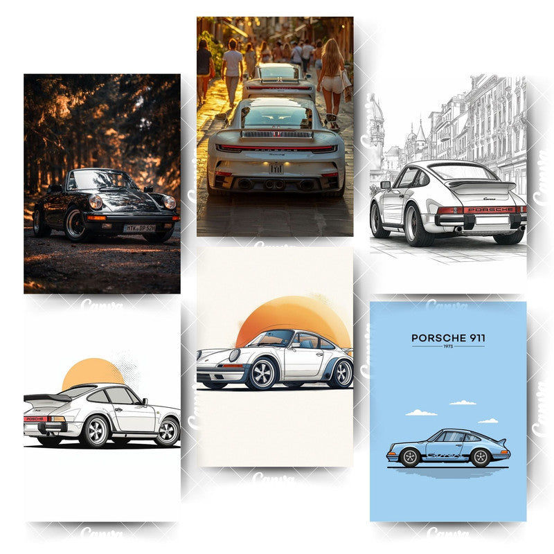 Aesthetic Car Posters – 6 Prints for Next-Level Room DecorHome & Office Room Décor-Glue Dots Included