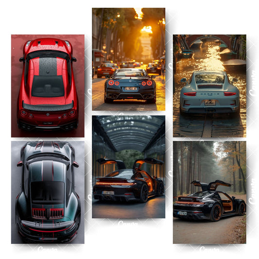 Car Poster Set – 6 Designs That Define Your StyleHome & Office Room Décor-Glue Dots Included