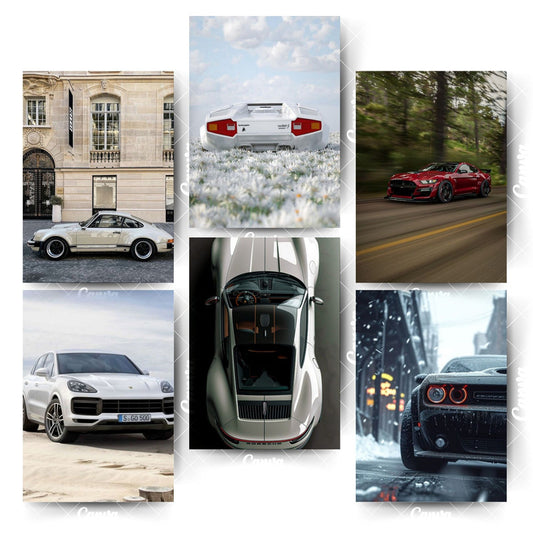Premium Car Posters – 6 Designs for Sophisticated WallsHome & Office Room Décor-Glue Dots Included