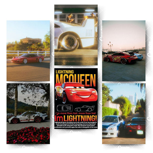 Pack of 6 Car Posters – Feel the Speed, Own the StyleHome & Office Room Décor-Glue Dots Included