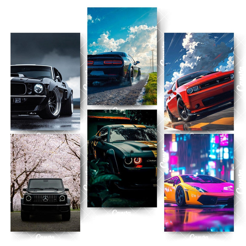 Ultimate Car Poster Set (6 Designs) – Luxury, Speed & Style for Modern Wall DecorHome & Office Room Décor-Glue Dots Included