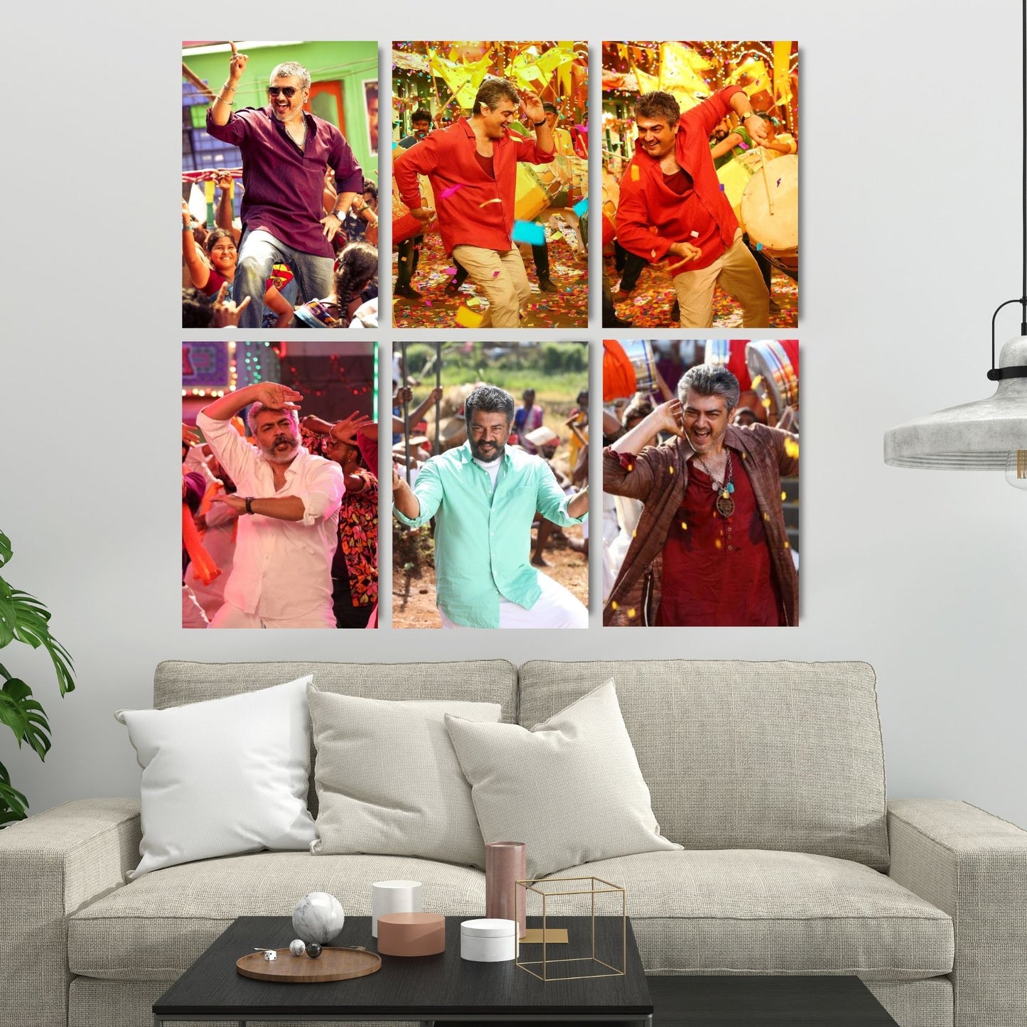 Aonami Ajith Kumar Wall Art Set A4 Pack of 6 Posters Premium 300 GSM Matte Paper Print Glue Dots Included Ajith Movie Inspired Wall Decor for Bedroom Study Space Hostel Interior and Office Decoration