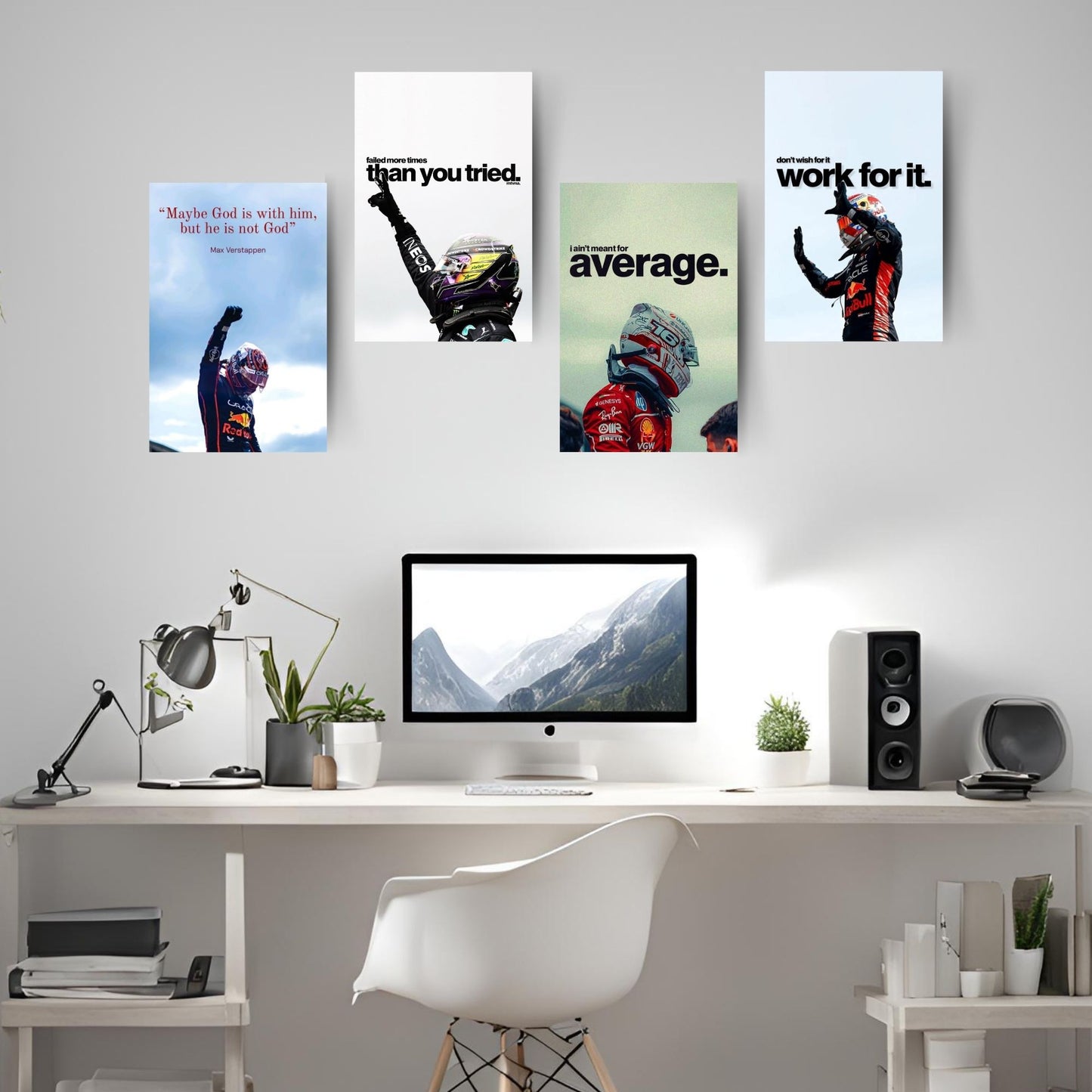 F1 Motivational Poster Set (A4, 300 GSM) | Formula Racing Wall Art Collage | Premium Matte Finish | Inspiring Quotes Posters for Room, Office & Gaming Setup | Glue Dots Included
