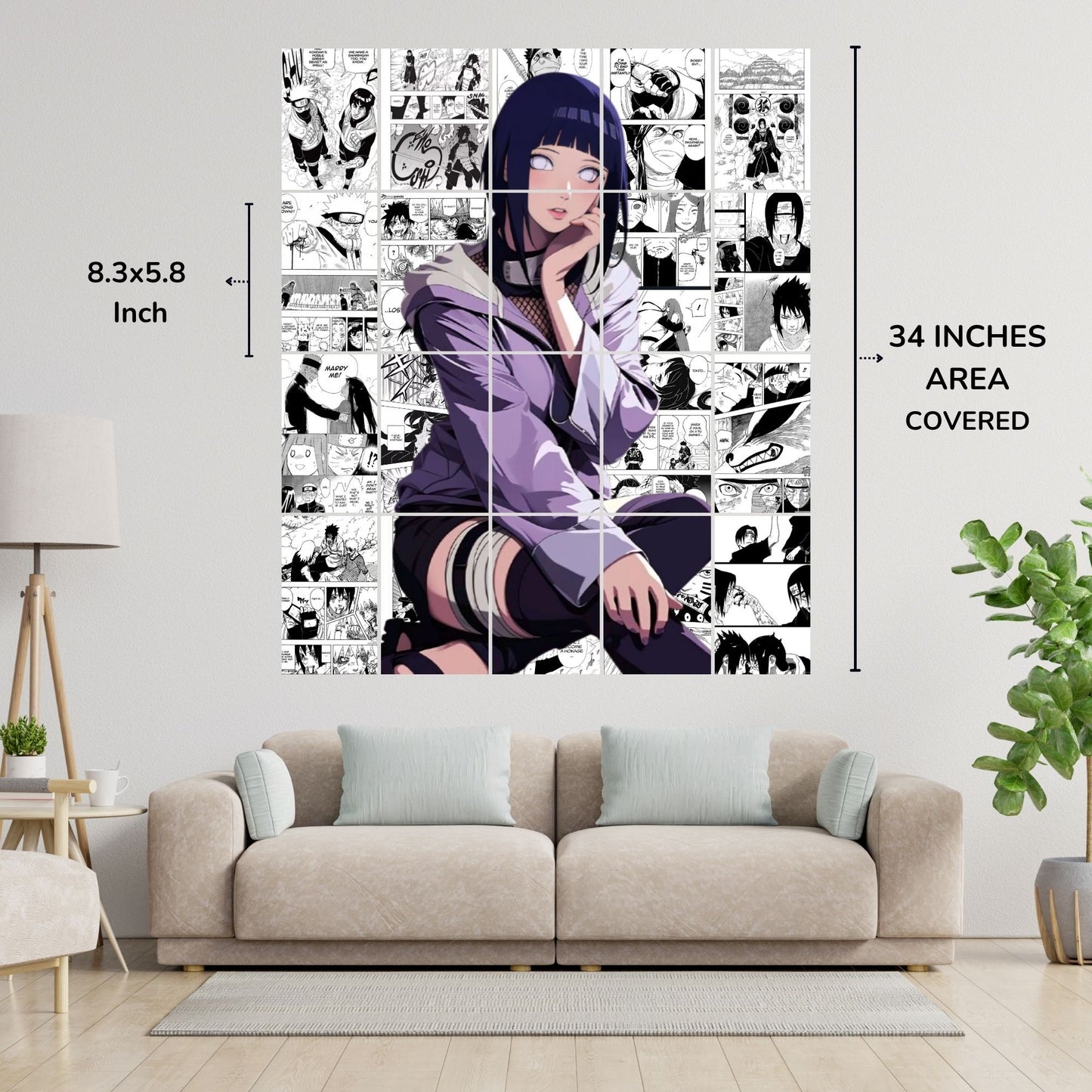 Posters Inc Anime Hinata Collage Kit for Wall, Aesthetic Home Decor Items for Living Room, Birthday Gifts for Men 300 GSM HD Quality Print A5 Size Posters Set of 20 with Glue Dots