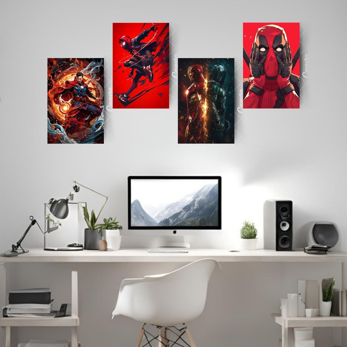 Posters Inc A4 Size Pack of 6 Superhero Poster on 300 GSM Matte Paper with Gluedots for Aesthetic Wall Art Decoration