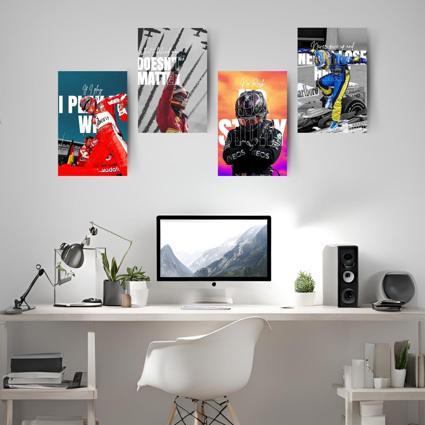 Posters Inc F1 Formula One Racing Wall Art Posters Pack Of 6 A4 Size Printed On Thick 300 GSM Matte Paper With Glue Dots For Easy Installation