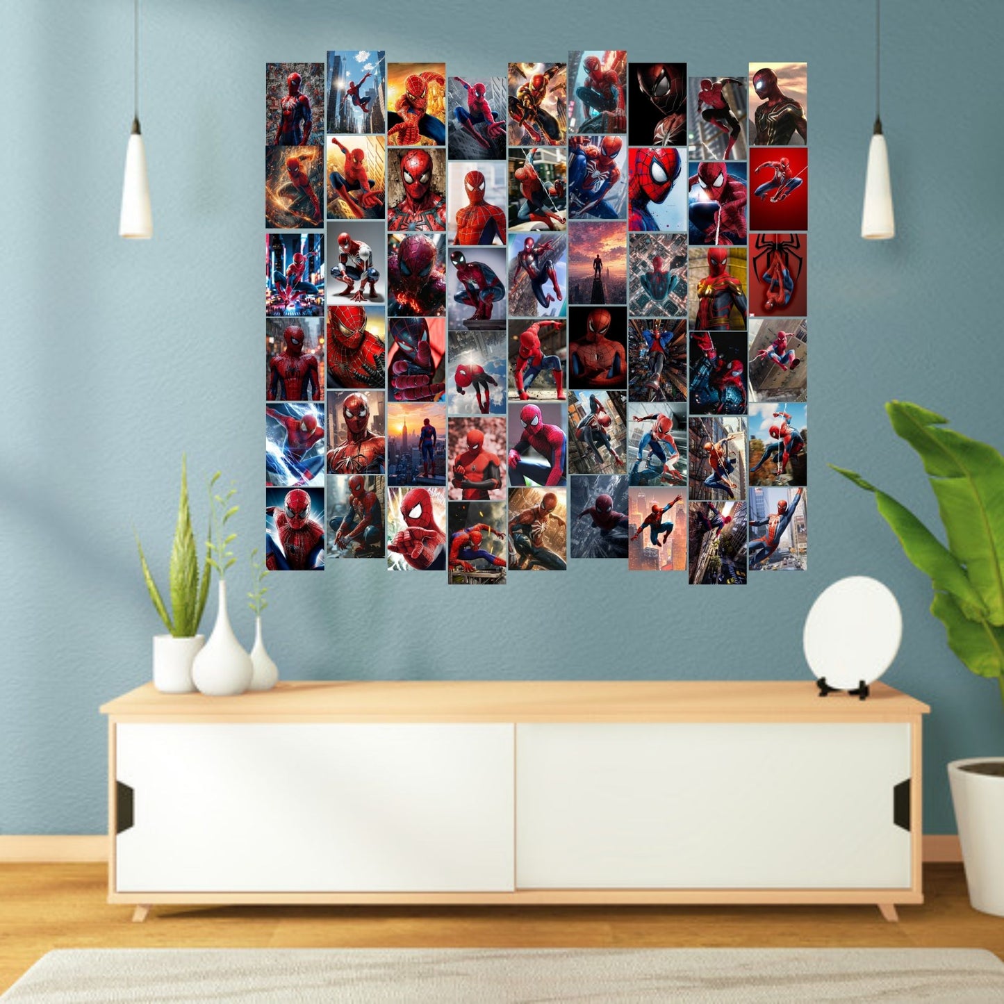 Posters Inc A6 Size Pack Of 54 Spider-man Wall Posters For Bedroom Decor Includes Glue Dots Featuring Web Slinger Artwork Urban Defender Theme And Epic Rooftop Scene For Room Aesthetic