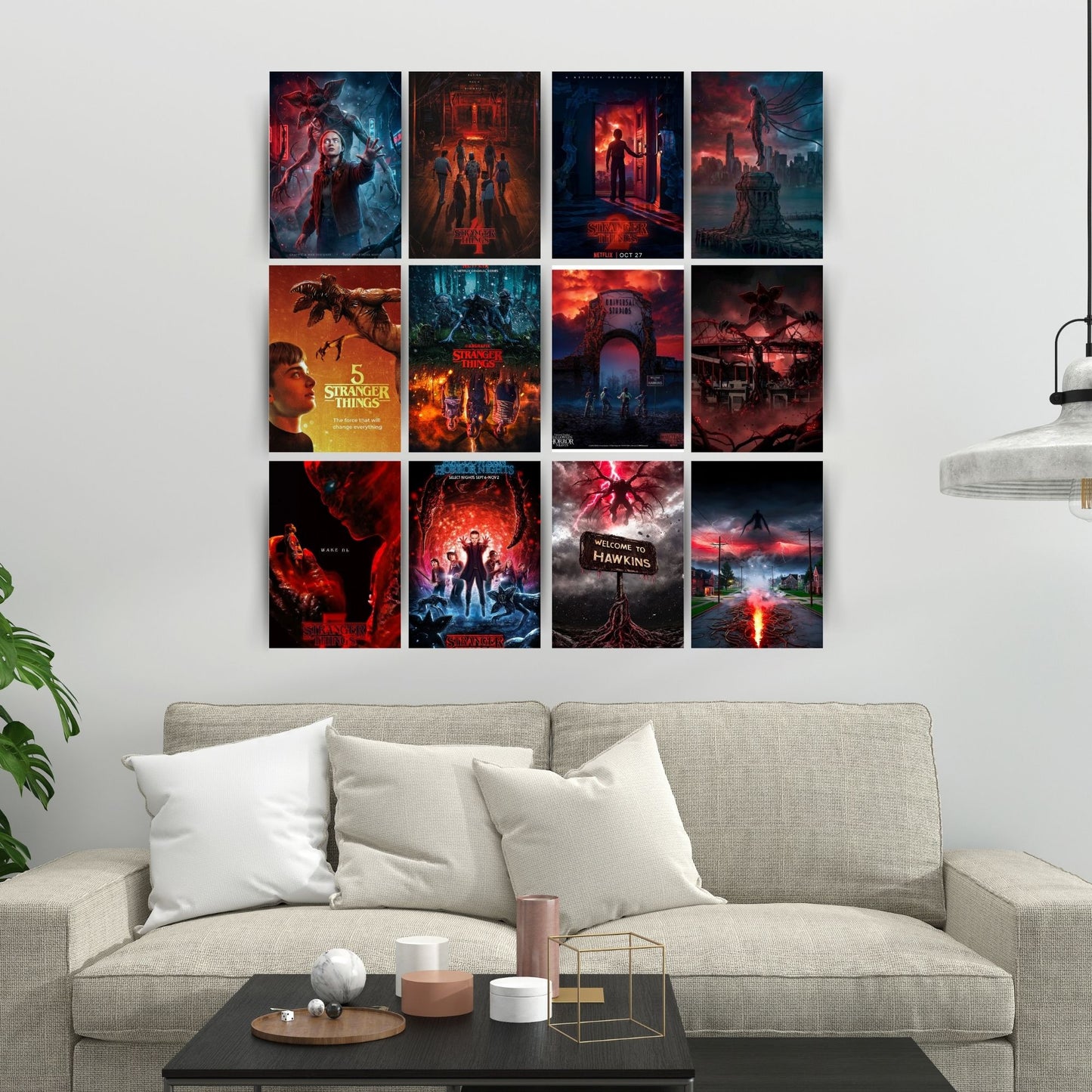 Aonami Stranger Things Artistic Print Bundle A4 Set of 12 on 300 GSM Matte Paper Enhance Bedroom, Office & Study Space with Stylish Wall Decor
