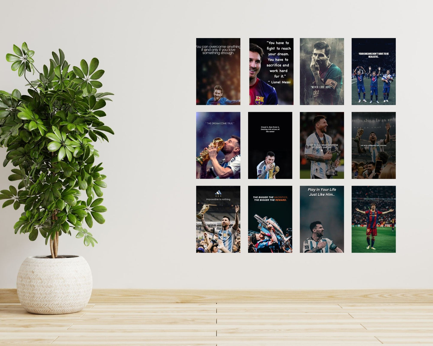 Posters Inc Messi Posters for Room Decor, Aesthetic Posters, Set of 12, 8x12 inch, Motivational Quotes, Matte Paper, 300 GSM, Birthday Gifts for Men/Boy