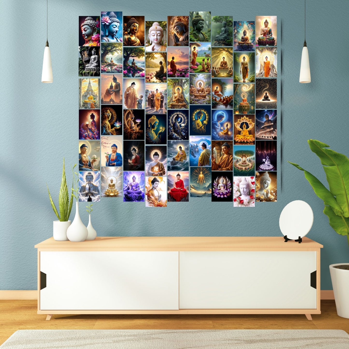 Posters Inc A6 Size Pack Of 54 Buddha Wall Art Prints For Spiritual Room Decor Includes Glue Dots Featuring Peaceful Meditation Design Serene Energy Display And Mindfulness Home Accent