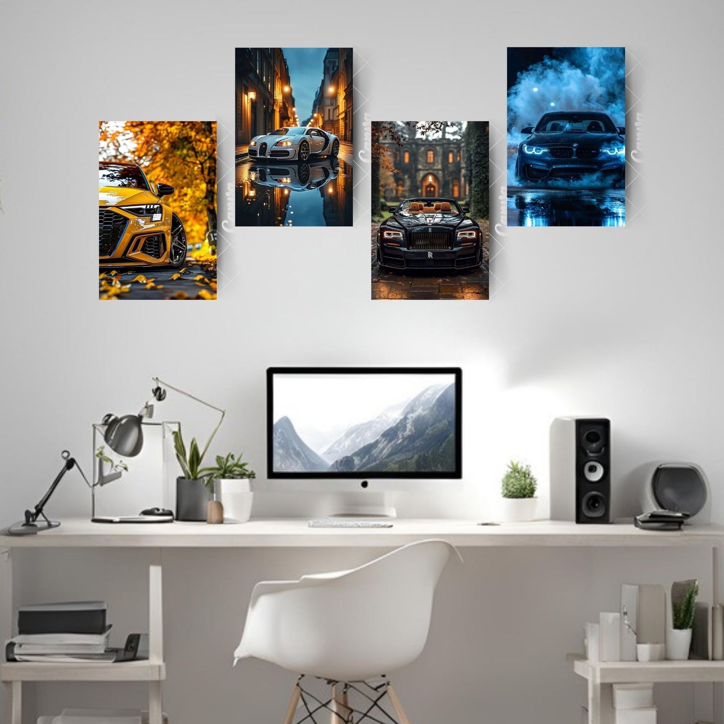 Posters Inc A4 Cars Posters Pack of 6 Stylish Wall Decor for Living Room, Bedroom & Office, Perfect for Automobile Enthusiasts – Glue Dots Included