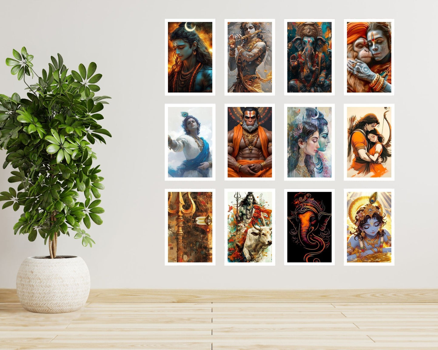 Posters Inc Set of 12 Powerful God Wallart Poster, God Wall Sticker for Home decor, HD Quality Print on 300 GSM A4 Size 8 * 12 Inch, Glue Dots Included, God Posters for Wall