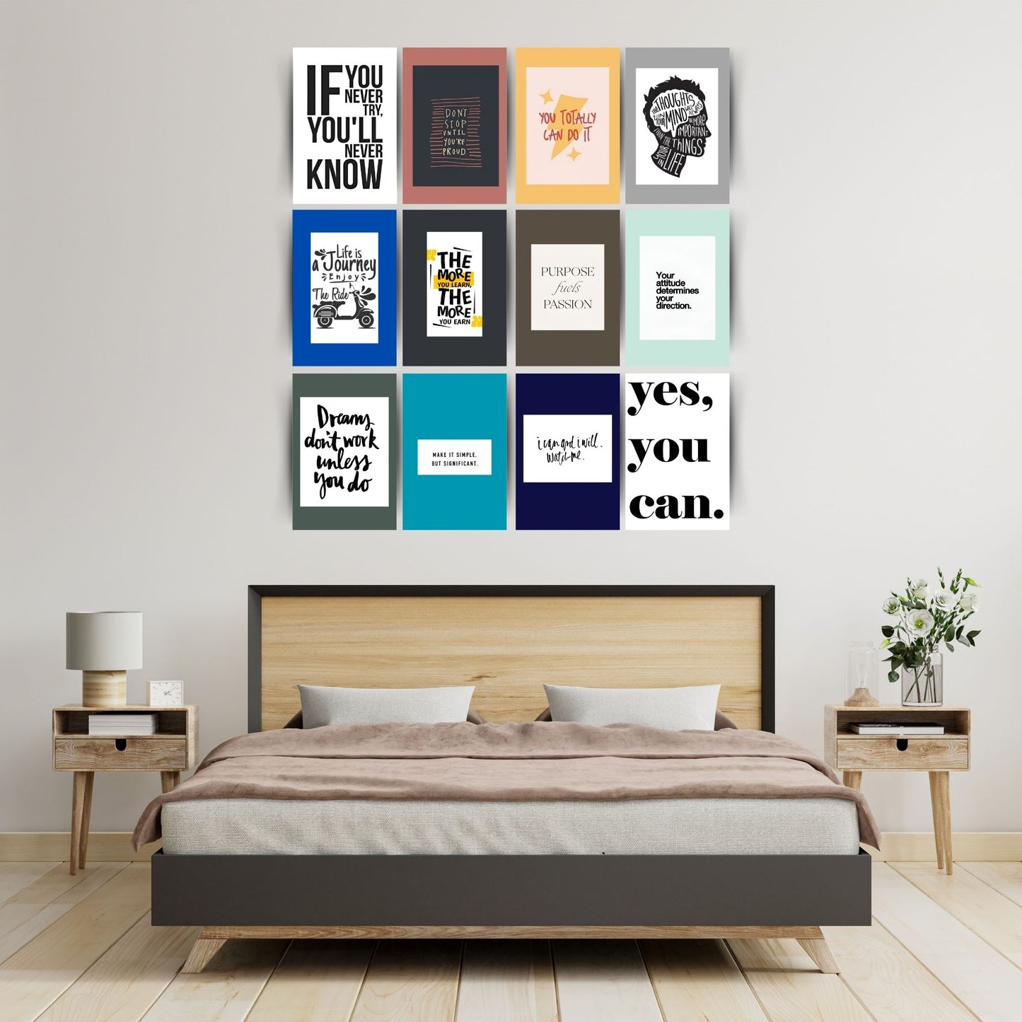 Posters Inc Pack of 54 Motivational Poster A6 Size 4x6 Inch, 300 GSM Matte Finish Inspirational Quote Wall Art Collage Kit Aesthetic Decor for Home Office Dorm Gym M5