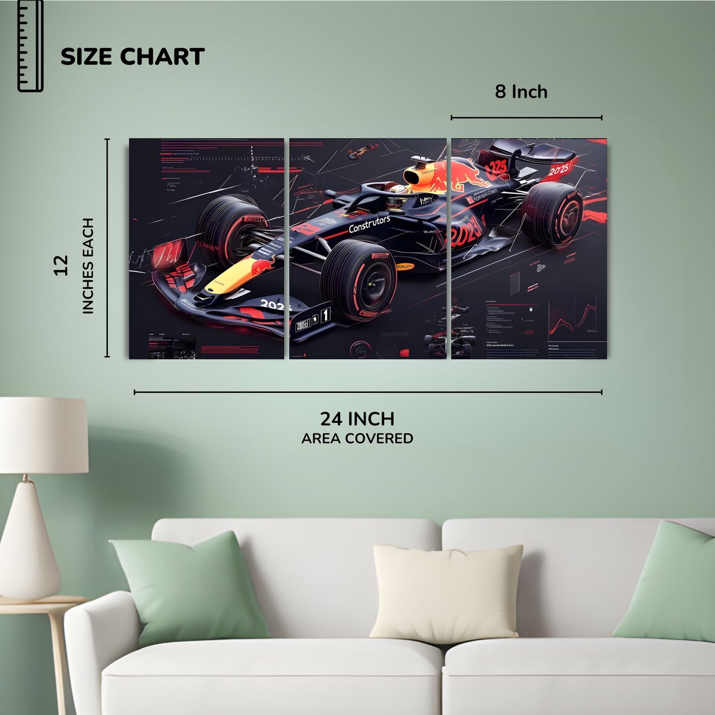 Posters Inc Formula 1 Car Split Wall Poster Set Of 4 A4 Size 300 Gsm Matte Paper Racing Car Blueprint Design For Room Office Decor Premium Print With Glue Dots Included