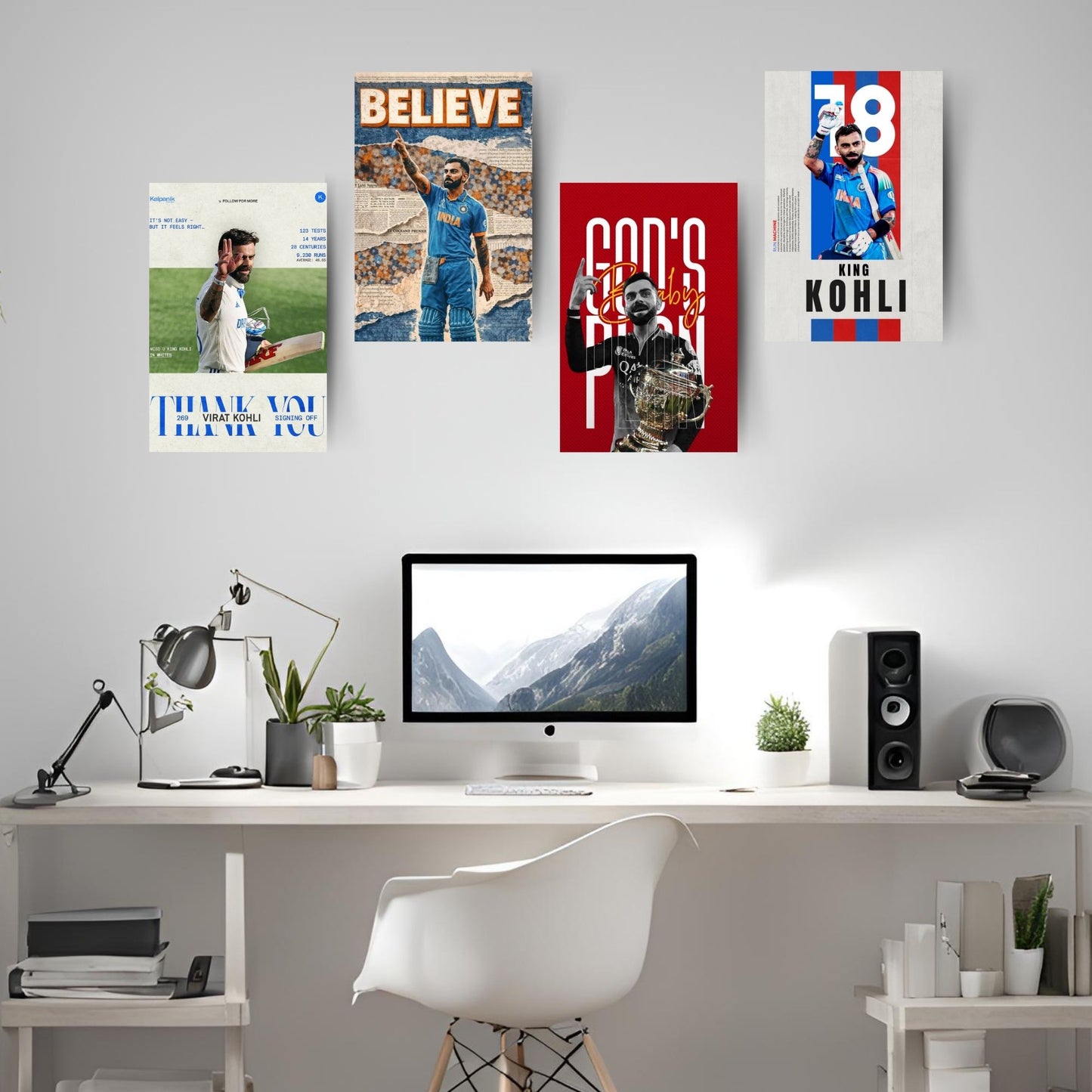 Posters Inc Posters For Room Virat Kohli A4 Size Pack Of 6 Posters Printed On 300 Gsm Matte Paper With Glue Dots Included Cricket Wall Decoration Poster For Study And Office