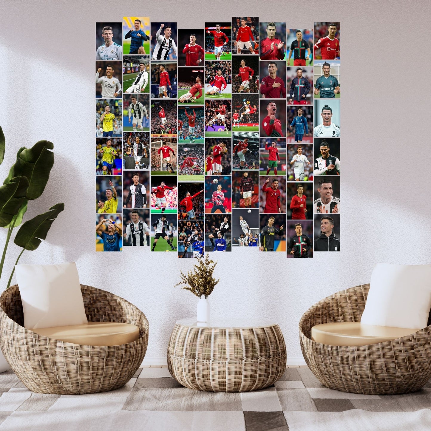 aonami Cristiano Ronaldo Wall Posters Pack of 54 A6 Size 300 GSM Matte Paper with Glue Dots Sports Fan, Football, Soccer Star Wall Prints for Study Room Office Decor Bedroom Poster Collection