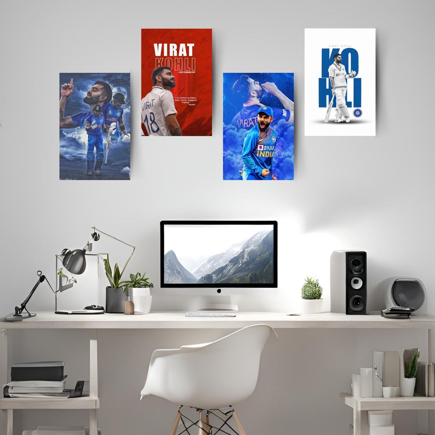 Posters Inc Cricket Posters Room Virat Kohli Wall Poster Set Of 6 A4 Size Printed On 300 Gsm Matte Paper With Glue Dots Included Wall Decoration Poster For Bedroom Workspace Study Setup