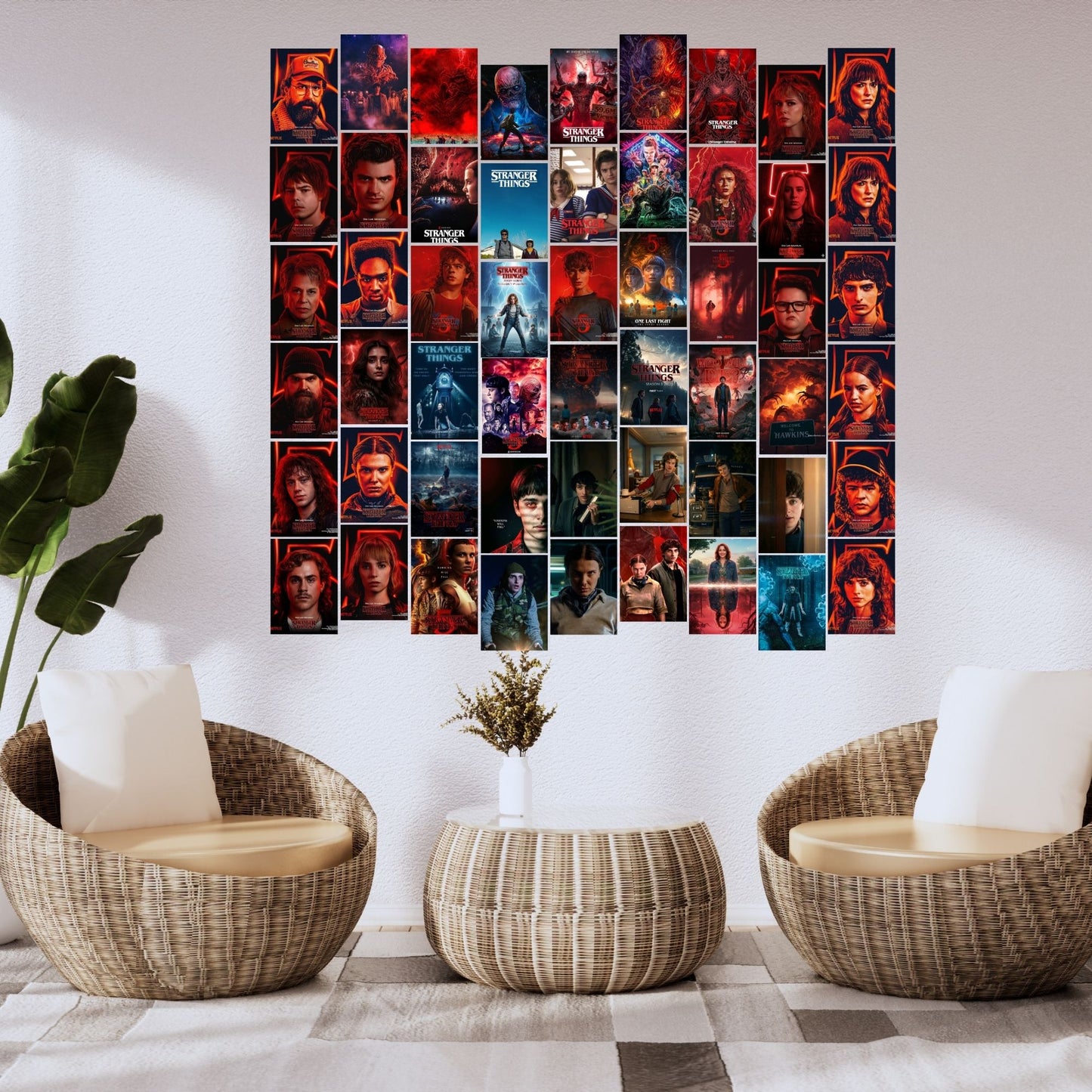 Aonami Stranger Things Aesthetic Wall Poster Set A6 Size Pack of 54 Posters 300 GSM Matte Paper Premium HD Print Stranger Things Bedroom Wall Art Decor for Study Room Office Desk Setup Glue Dots Included