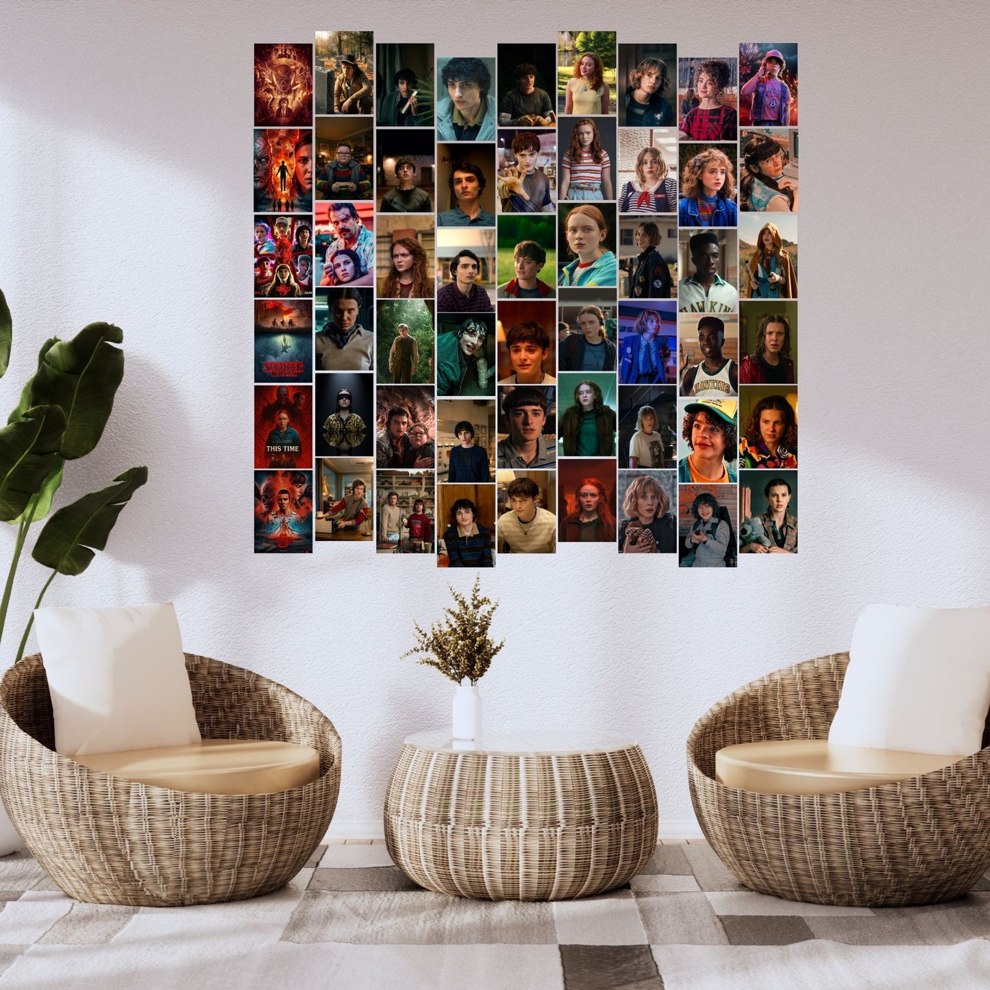 Aonami Stranger Things TV Series Wall Art Prints A6 Size Pack of 54 Posters Made with 300 GSM Matte Paper HD Graphic Poster Collection for Bedroom Study Workspace Decor Glue Dots Included